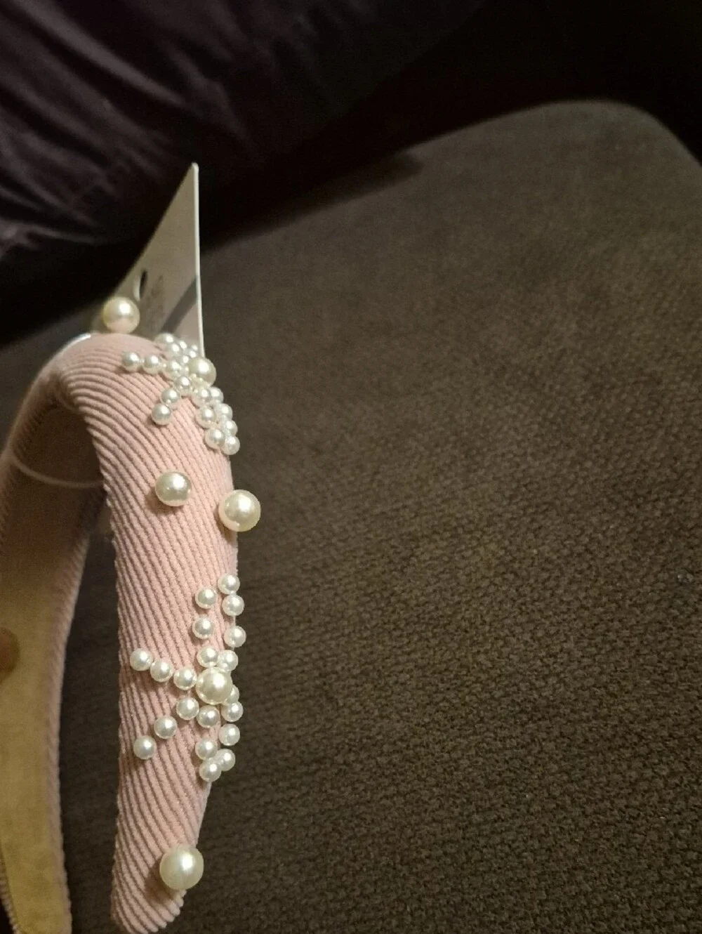 Pearl-Embellished Pink Padded Hairband Ny Hairband -Serre SZ 13+